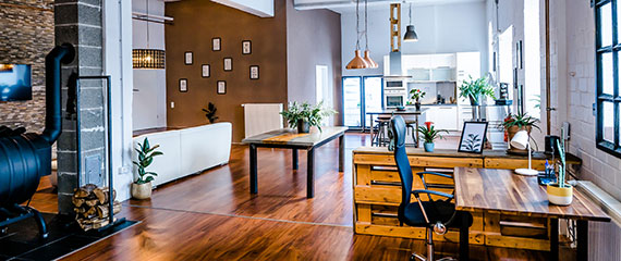 Gemeinschaftsraum, der den Coworkern zur Verfügung steht.